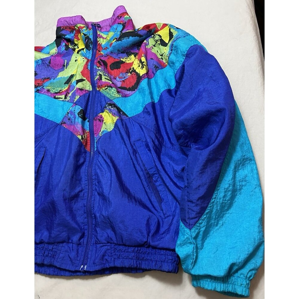 Vintage 90s NIKE Swoosh Multicolor Full Zip Track Jacket Size Medium - Picture 2 of 9